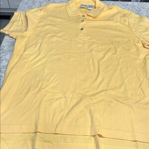 Vintage Izod Classic Yellow Polo Shirt decorative details on collar & Sleeve